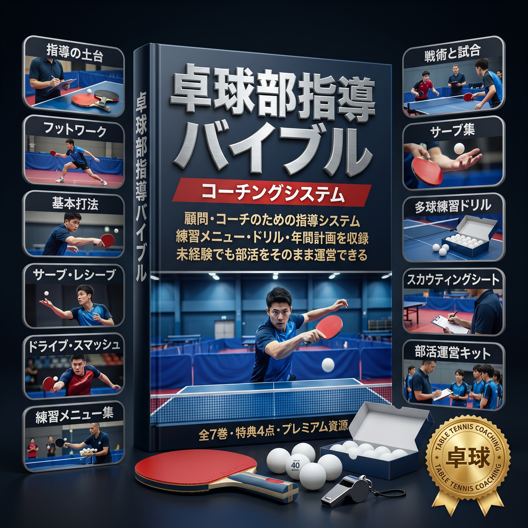 卓球部指導バイブル — ベースパッケージ（7巻+4特典）ハイライト画像